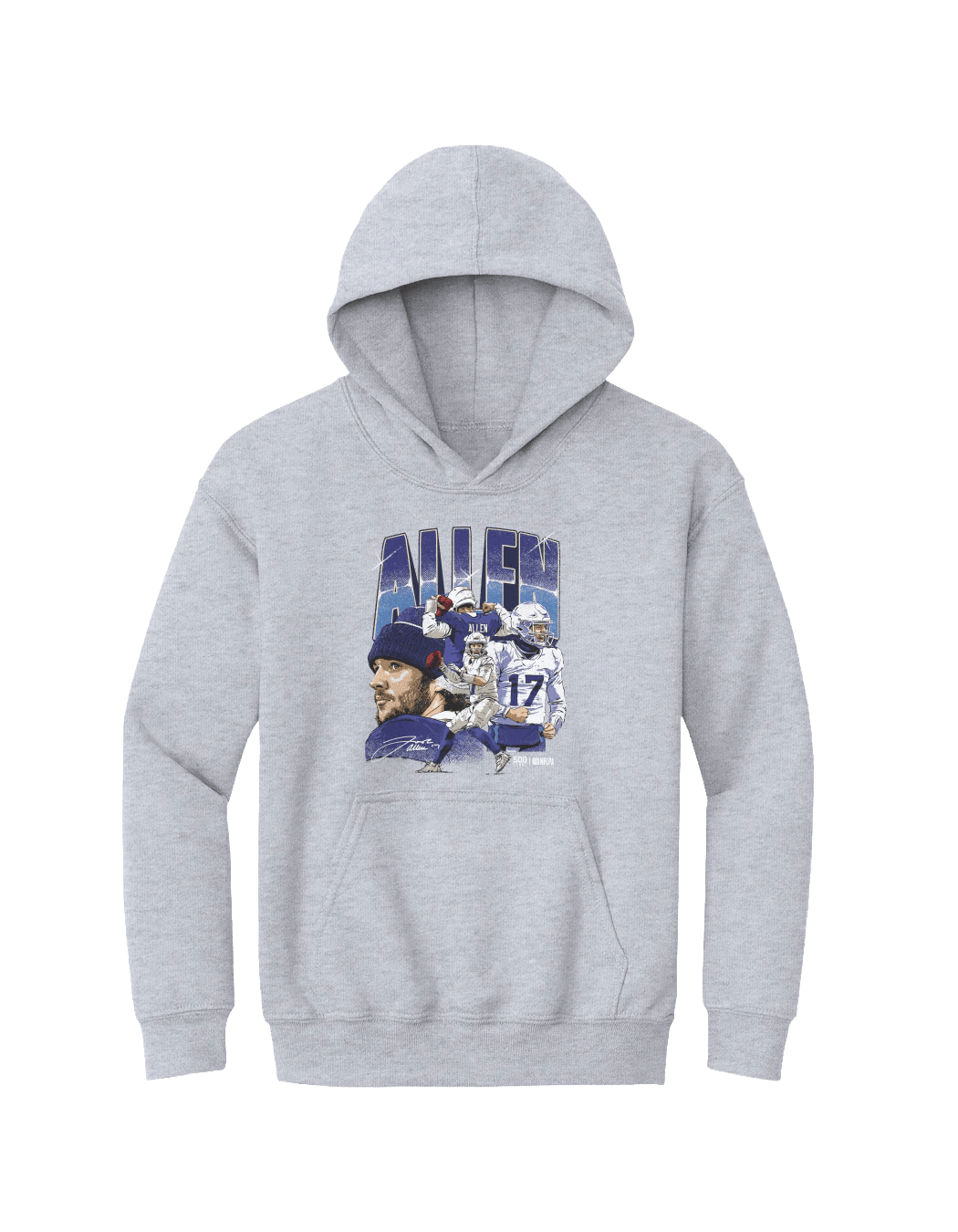 500 Level Jumpers Youths Josh Allen Buffalo Bills 500 Level NFL Collage Hoodie Jumper - Gray