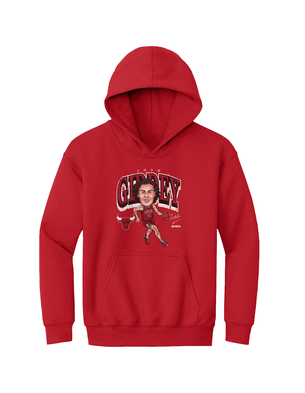 500 Level Jumpers Youths Josh Giddey Chicago Bulls 500 Level NBA Cartoon Hoodie Jumper - Red