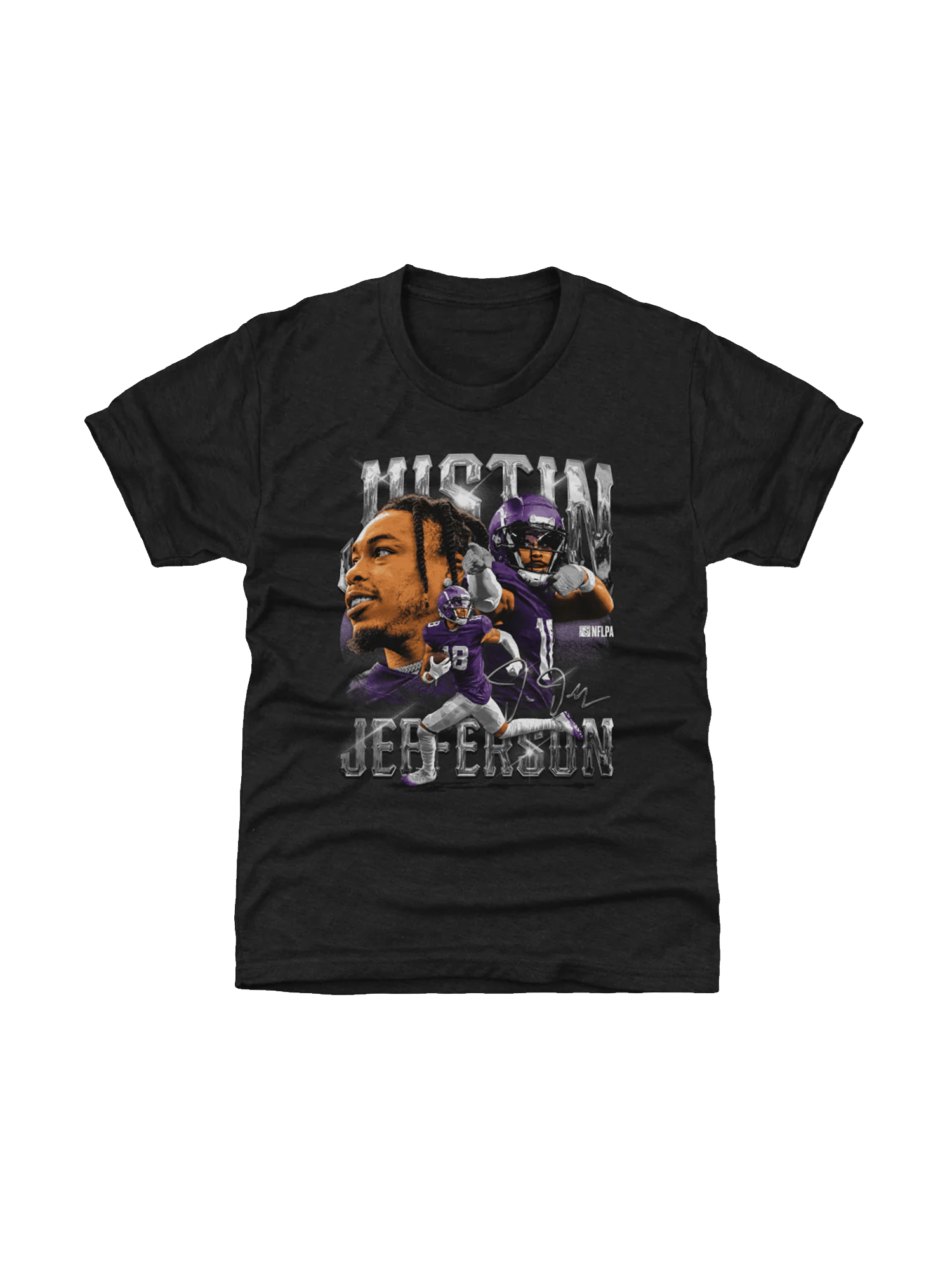 500 Level T-Shirts Youths Justin Jefferson Minnesota Vikings 500 Level NFL Homage T-Shirt - Tri Black