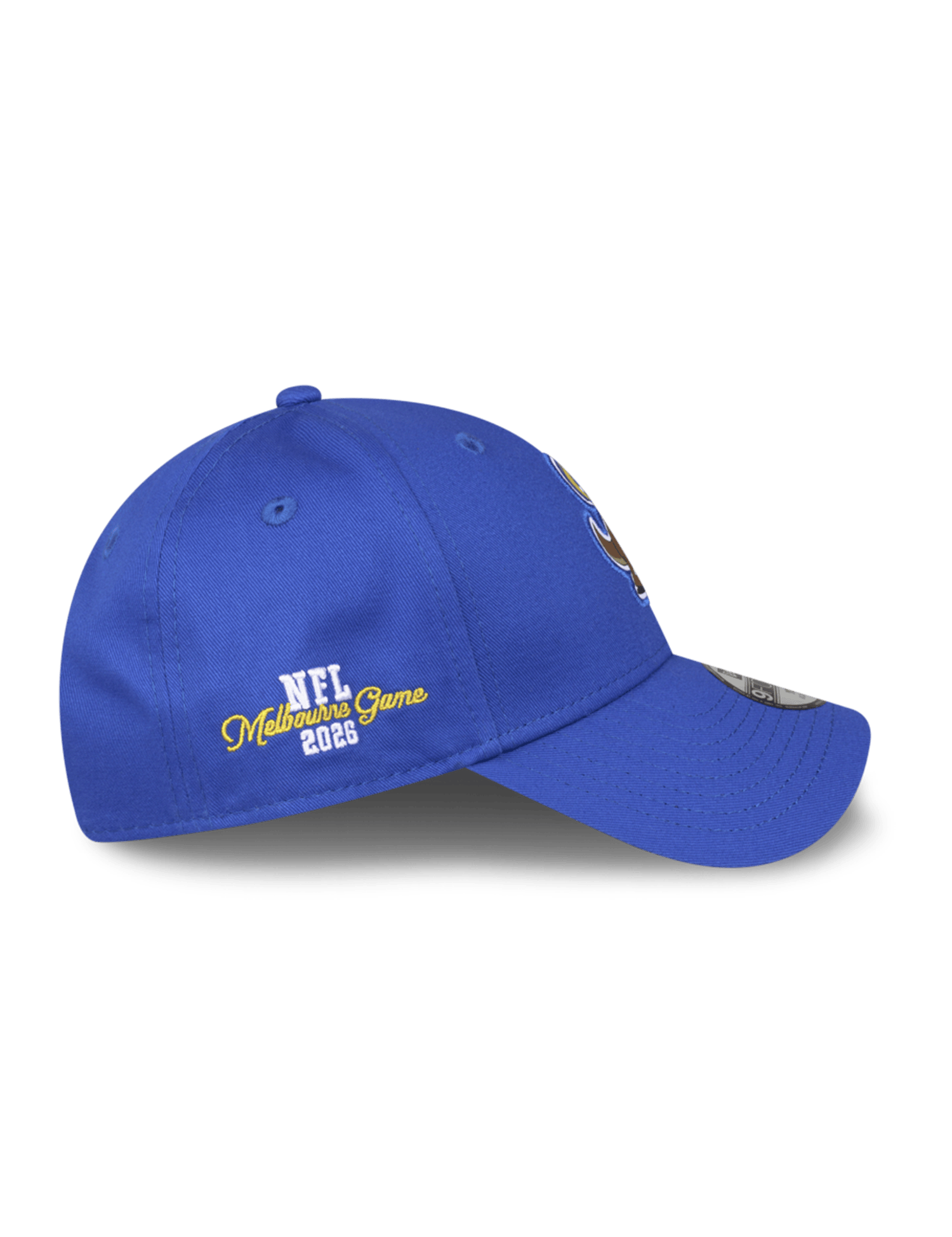 New Era Caps YTH Youths Los Angeles Rams New Era NFL 26 Melbourne Game Helmet Roo 9FORTY Snapback Hat - Blue
