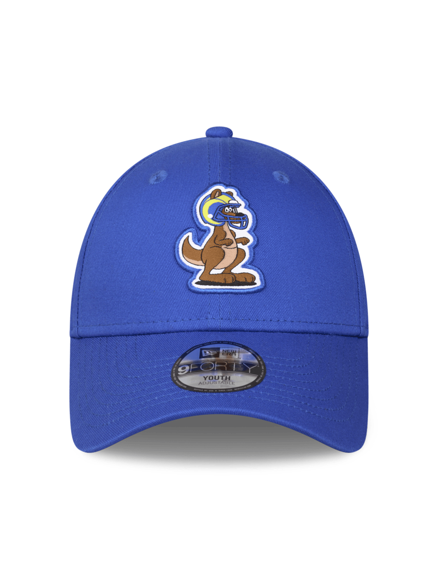 New Era Caps YTH Youths Los Angeles Rams New Era NFL 26 Melbourne Game Helmet Roo 9FORTY Snapback Hat - Blue