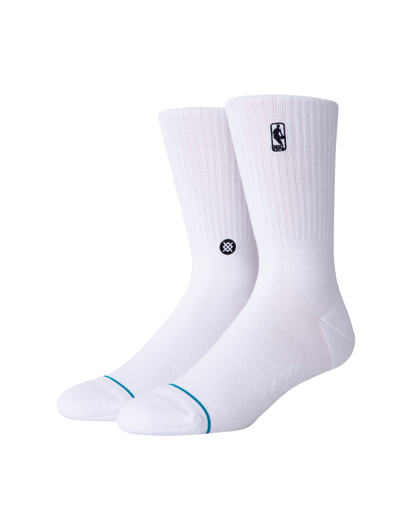 Stance Socks Medium (6-8.5 US) Youths NBA Logoman Stance Black & White Crew Socks - White