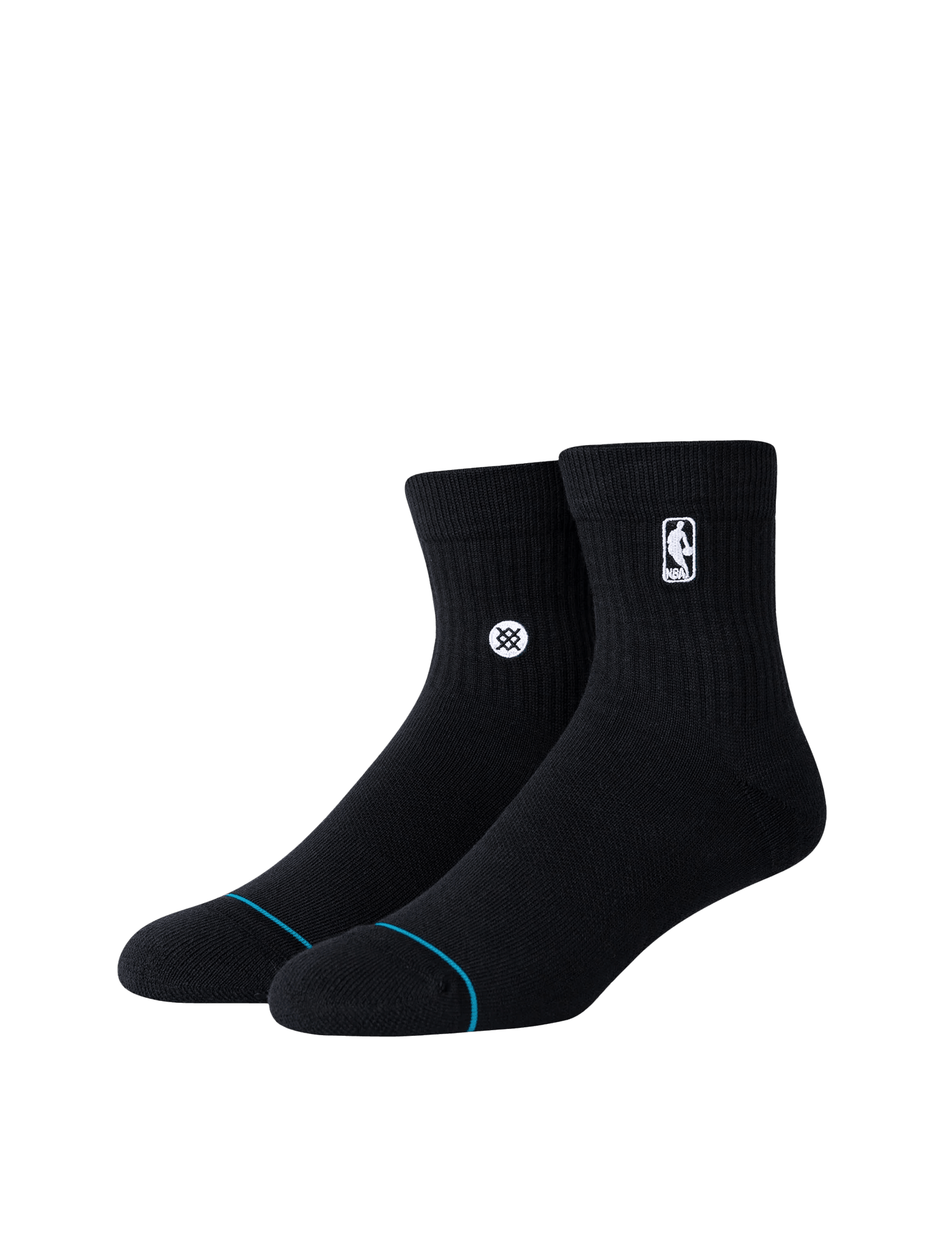 Stance Socks Medium (6-8.5 US) Youths NBA Logoman Stance Black & White Quarter Socks - Black