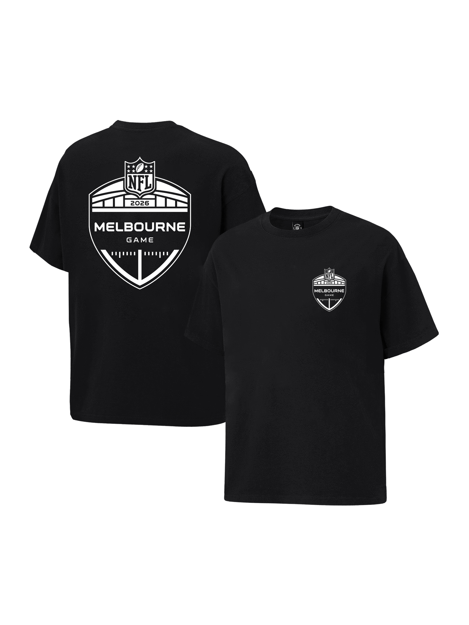 NFL Branded T-Shirts Youths NFL 26 Melbourne Game Mono Shield Vintage T-Shirt - Black