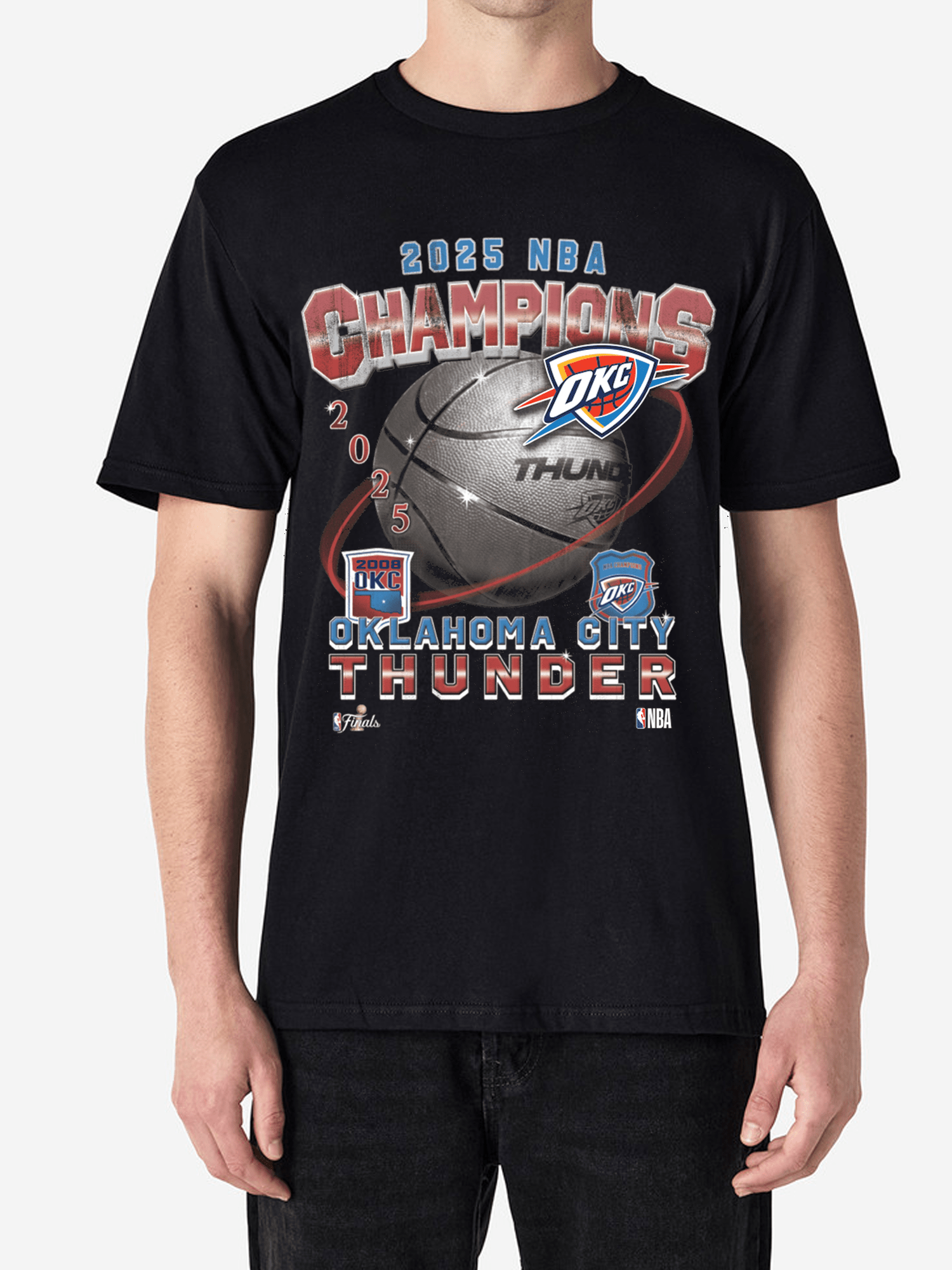 NBA Essentials T-Shirts Youths Oklahoma City Thunder NBA Essentials 2025 Champs Vintage T-Shirt - Black
