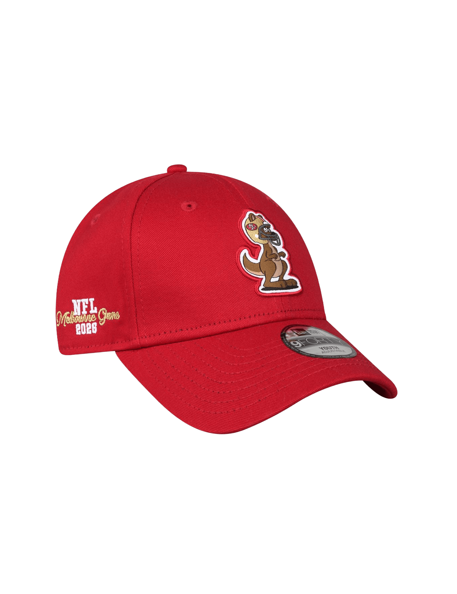 New Era Caps YTH Youths San Francisco 49ers New Era NFL 26 Melbourne Game Helmet Roo 9FORTY Snapback Hat - Red