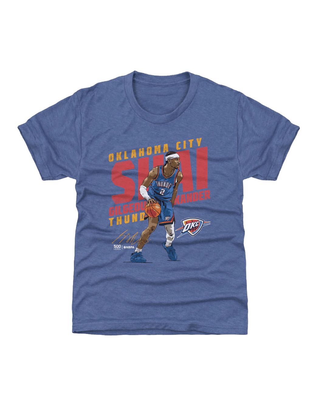 500 Level T-Shirts Youths Shai Gilgeous-Alexander Oklahoma City Thunder 500 Level NBA Slant T-Shirt - Tri Blue