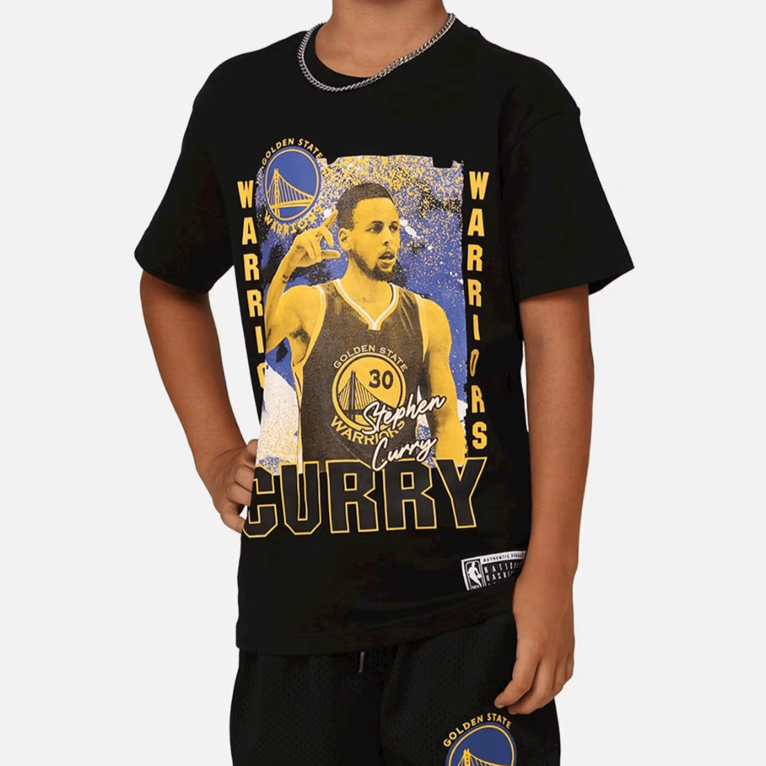 NBA Essentials T-Shirts Youths Steph Curry Golden State Warriors NBA Essentials Vintage T-Shirt - Black