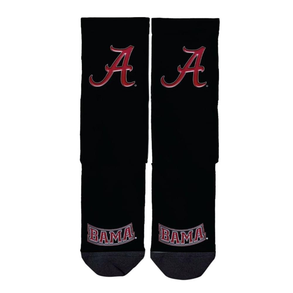 Strideline Socks M/L (8-12 US) Alabama Crimson Tide Strideline NCAA Team Chrome Classic Crew Socks - Black