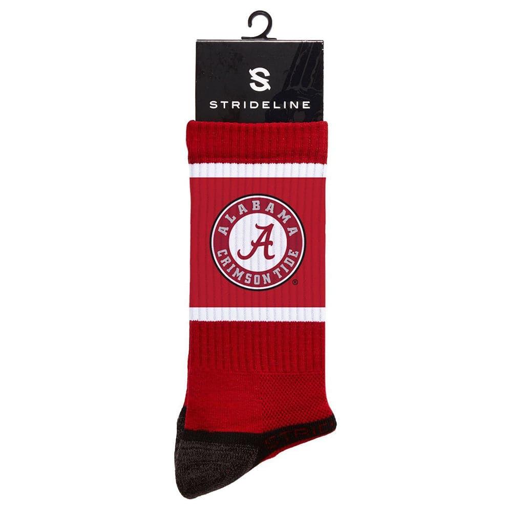Strideline Socks M/L (8-12 US) Alabama Crimson Tide Strideline NCAA Team Stripe Premium Crew Socks - Crimson