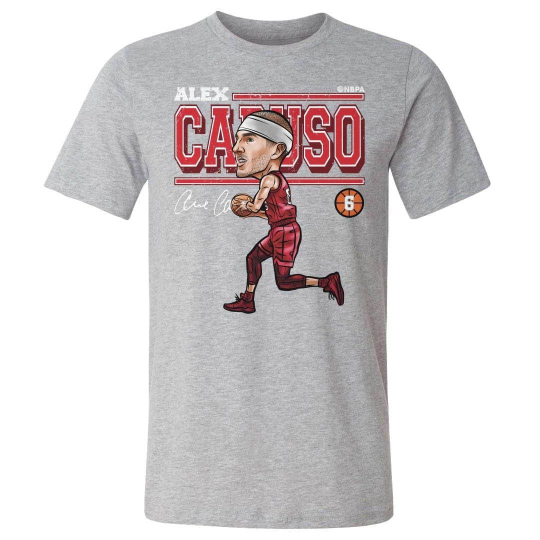 500 Level T-Shirts Alex Caruso Chicago Bulls 500 Level NBA Cartoon T-Shirt - Grey
