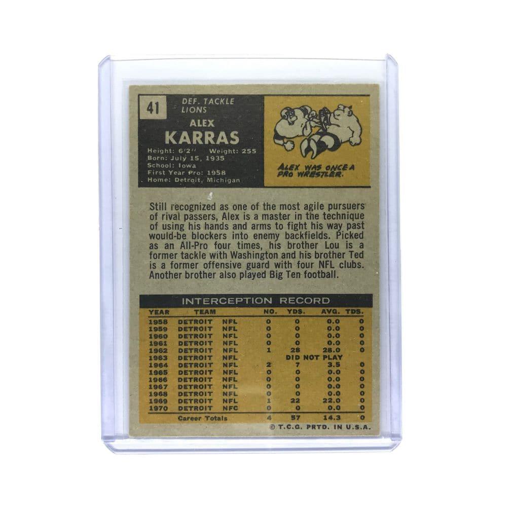 Topps Cards Alex Karras Detroit Lions NFL 1971 Topps Base Card