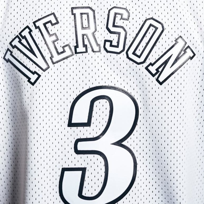 Mitchell And Ness Jerseys Allen Iverson Philadelphia 76ers Mitchell & Ness NBA Black & White Swingman Jersey - White