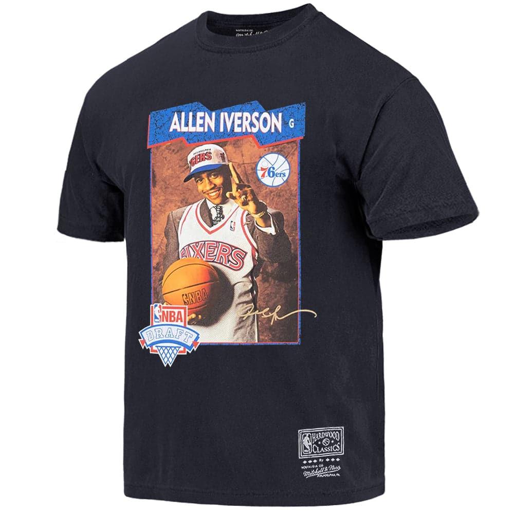 Mitchell And Ness T-Shirts Allen Iverson Philadelphia 76ers Mitchell & Ness NBA Draft Day Vintage T-Shirt - Faded Black