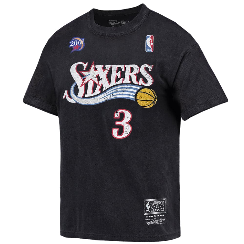 Mitchell And Ness T-Shirts Allen Iverson Philadelphia 76ers Mitchell & Ness NBA HWC Player Vintage Oversized T-Shirt - Faded Black