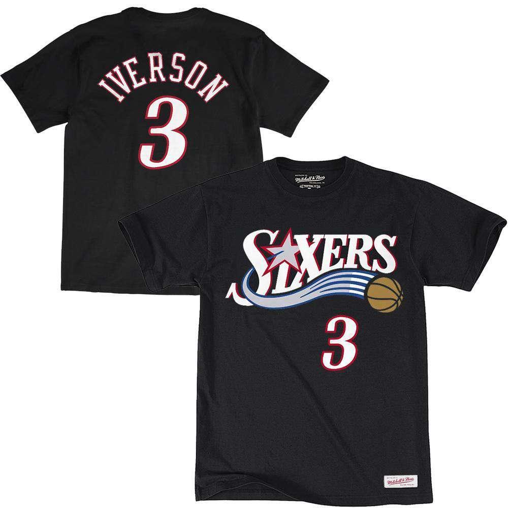 Mitchell And Ness T-Shirts L Allen Iverson Philadelphia 76ers Mitchell & Ness NBA Player T-Shirt - Black