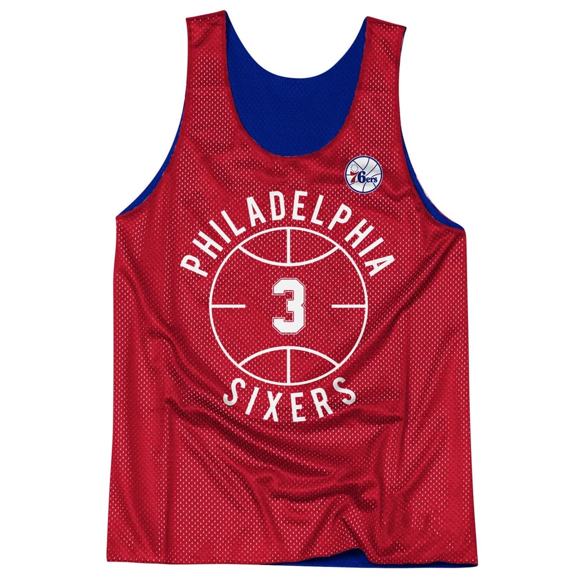 Mitchell And Ness T-Shirts Allen Iverson Philadelphia 76ers Mitchell & Ness NBA Reversible Mesh Tank - Blue/Red