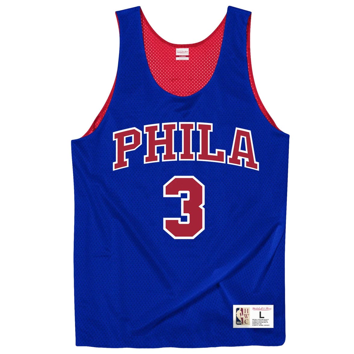 Mitchell And Ness T-Shirts Allen Iverson Philadelphia 76ers Mitchell & Ness NBA Reversible Mesh Tank - Blue/Red