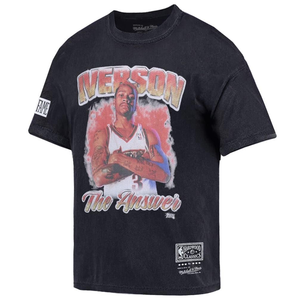 Mitchell And Ness T-Shirts Allen Iverson Philadelphia 76ers Mitchell & Ness NBA Vintage Oversized T-Shirt - Faded Black