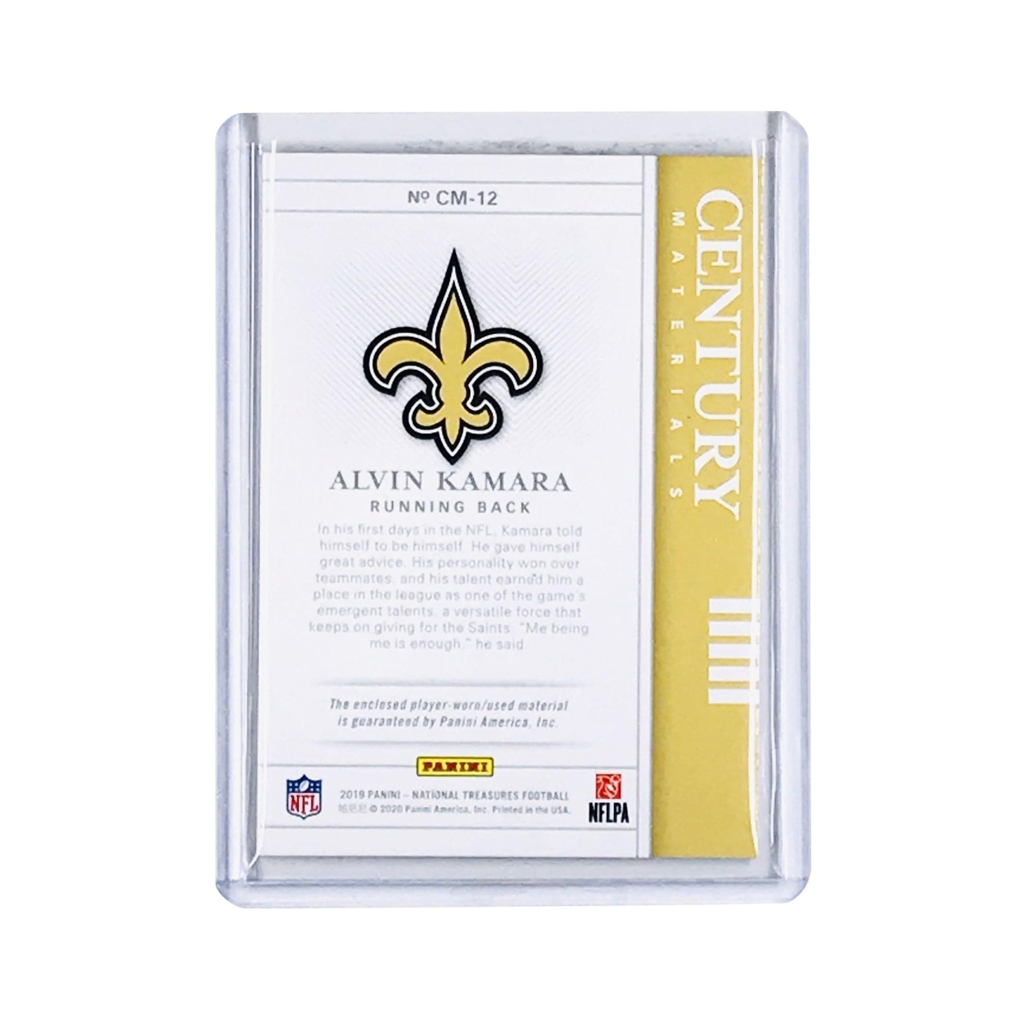 Panini Cards Alvin Kamara New Orleans Saints 2019 Panini National Treasures NFL Materials /49 Card