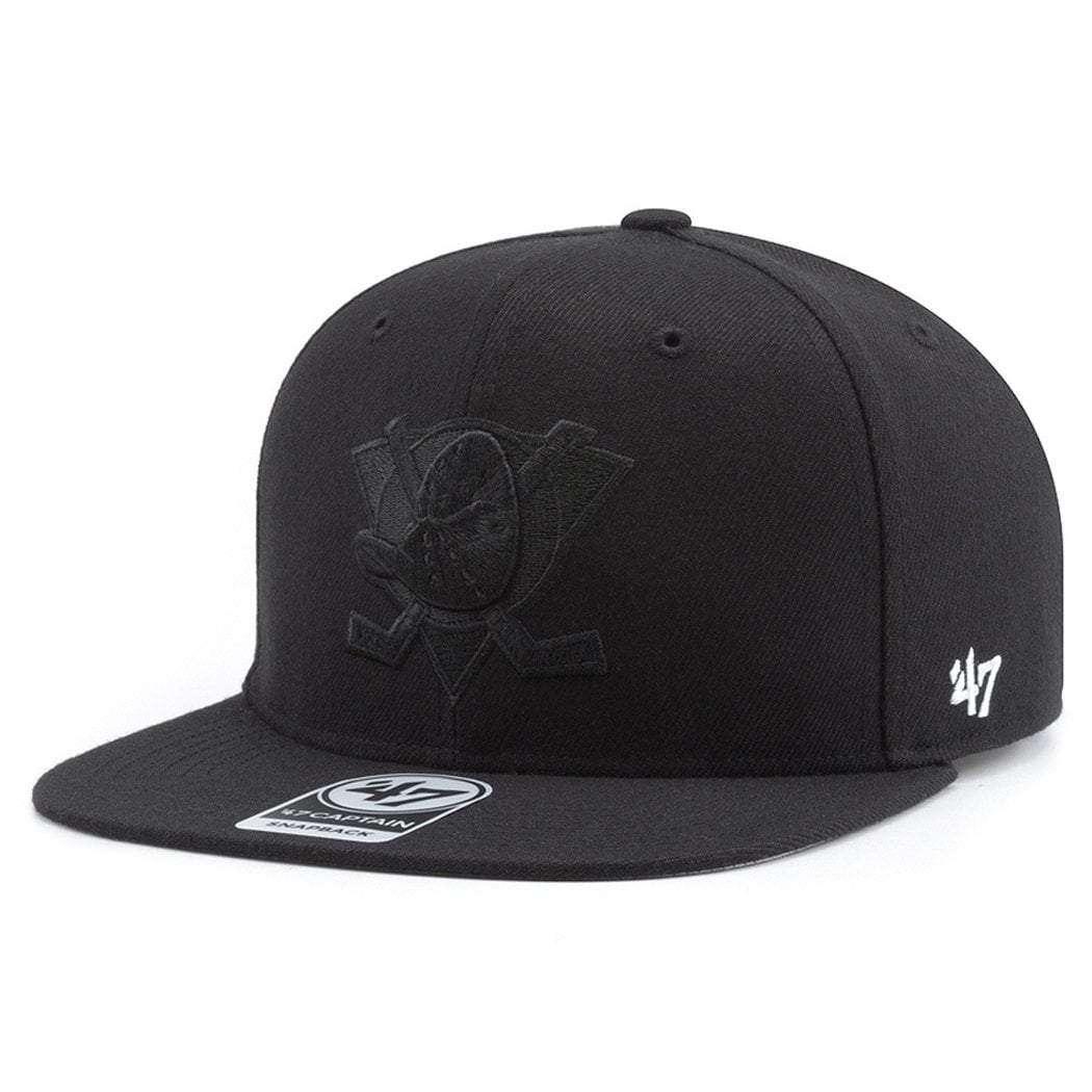 47 Brand Caps Anaheim Mighty Ducks '47 NHL Black On Black Captain Snapback Hat