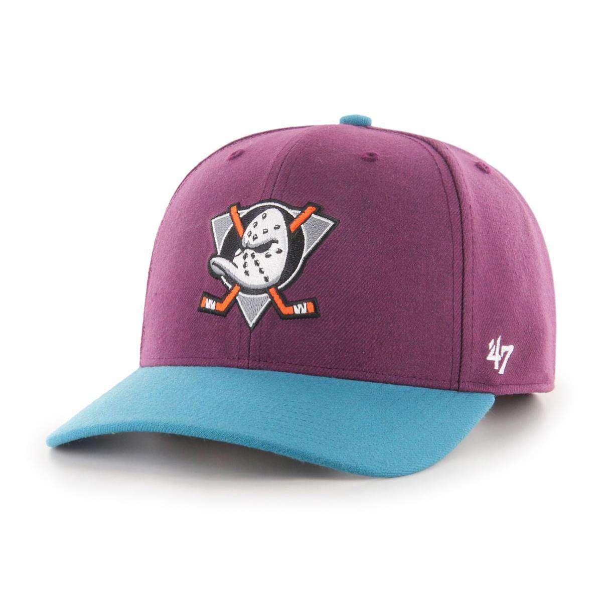 47 Brand Caps Anaheim Mighty Ducks ‘47 NHL Cold Zone MVP DP Pre-Curved Snapback Hat - Plum
