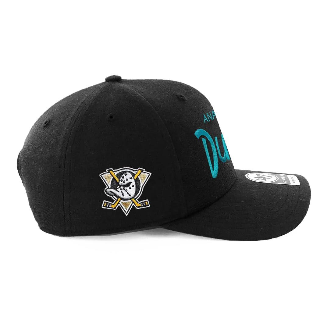 47 Brand Caps Anaheim Mighty Ducks ‘47 NHL Replica Script MVP DP Pre-Curved Snapback Hat - Black