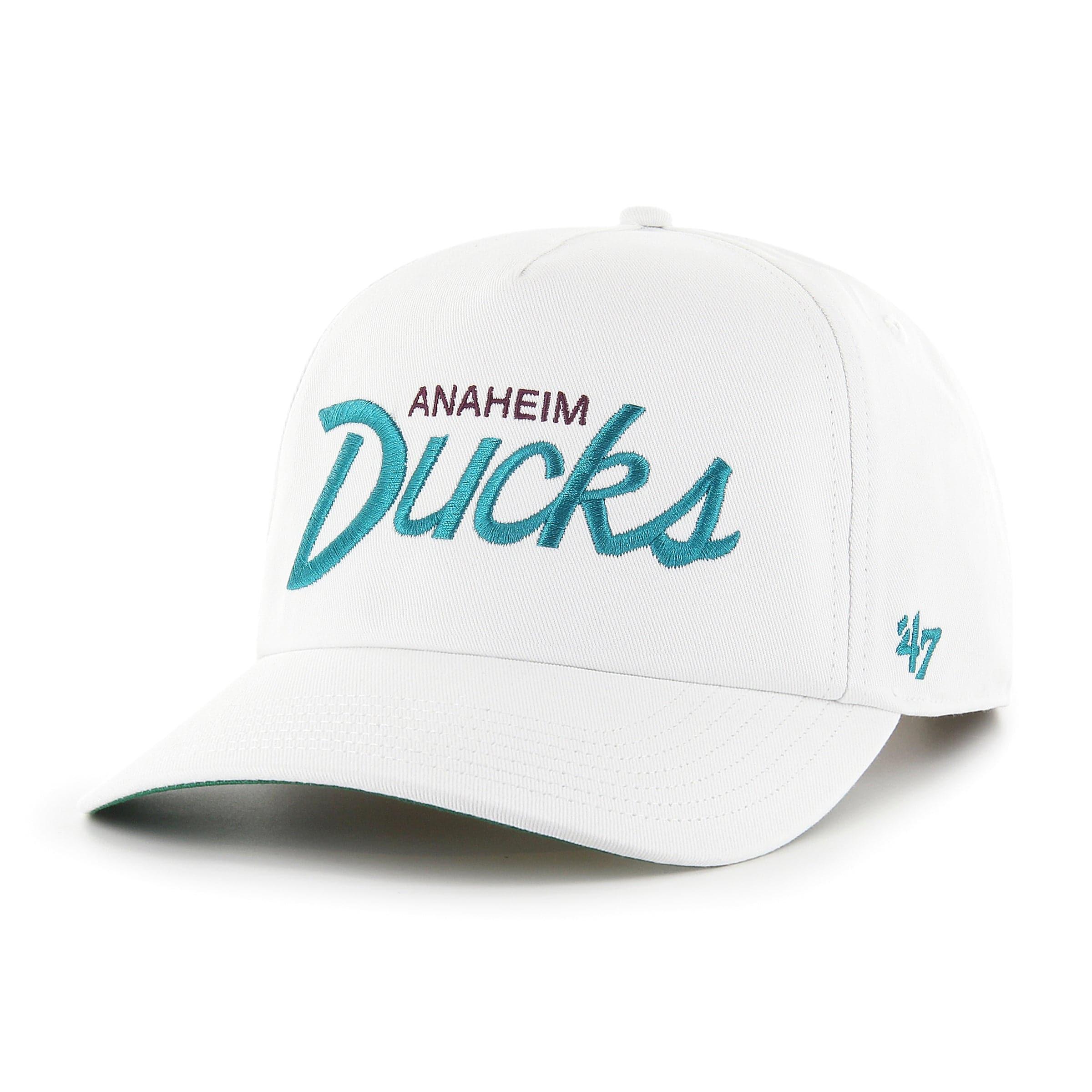 47 Brand Caps Anaheim Mighty Ducks ‘47 NHL Script Nantasket Pre-Curved Snapback Hat - White