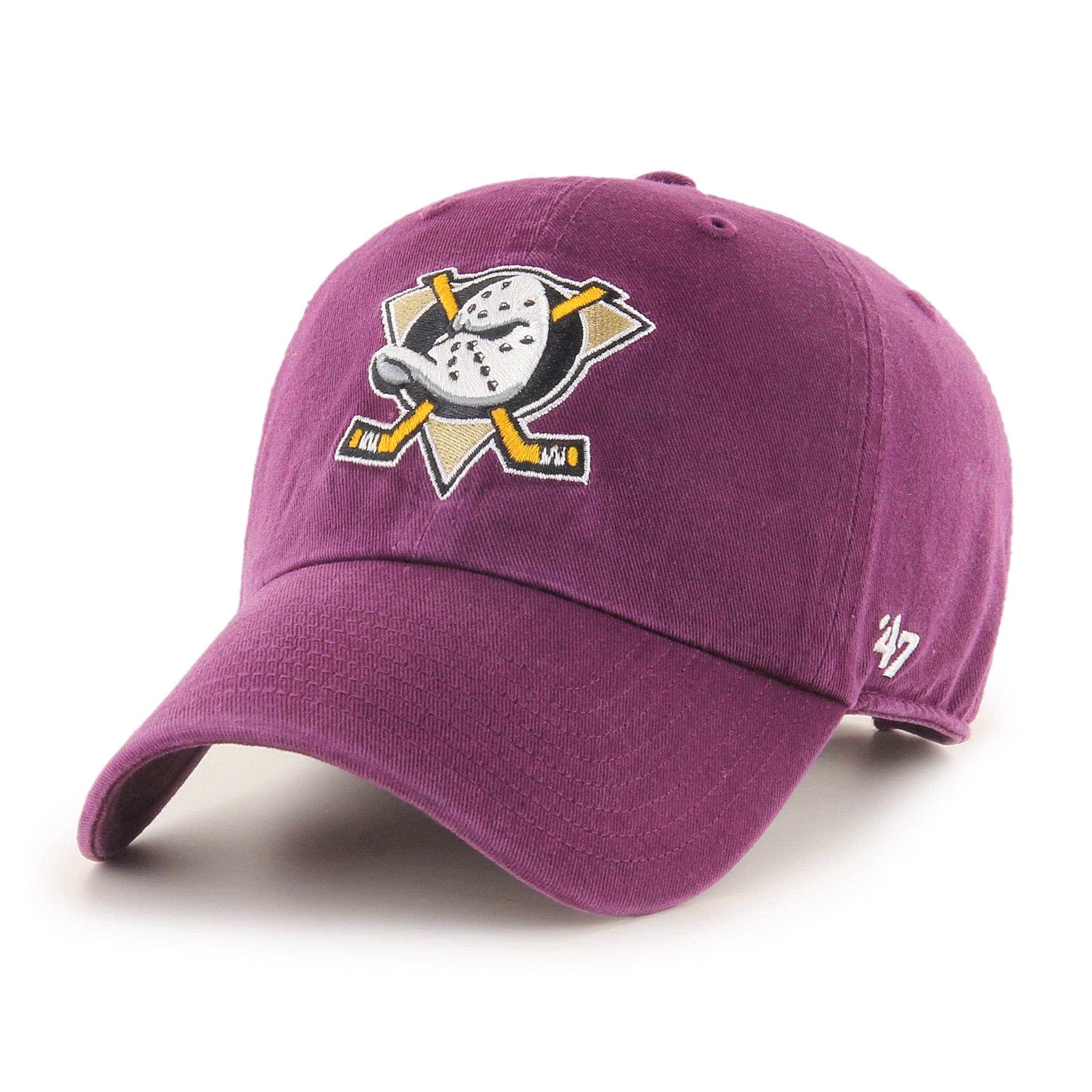 47 Brand Caps Anaheim Mighty Ducks '47 NHL Team Clean Up Strapback Hat - Plum