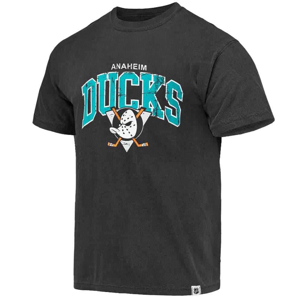 Majestic Athletic T-Shirts Anaheim Mighty Ducks Majestic NHL Acid Wash Arch Vintage T-Shirt - Faded Black