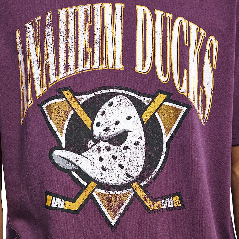 Majestic Athletic T-Shirts Anaheim Mighty Ducks Majestic NHL Crest Arch Vintage T-Shirt - Faded Purple