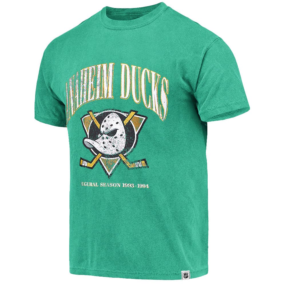 Majestic Athletic T-Shirts Anaheim Mighty Ducks Majestic NHL Crest Arch Vintage T-Shirt - Faded Teal