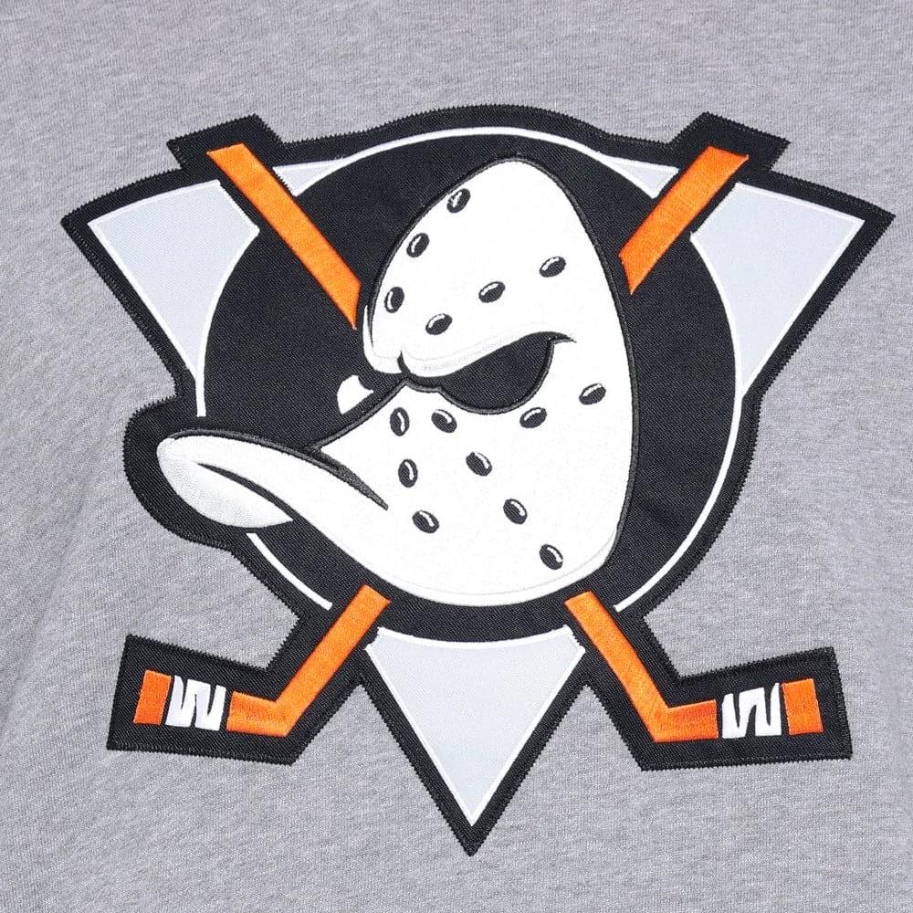 NHL Branded Jumpers Anaheim Mighty Ducks NHL Applique Logo Oversized Hoodie Jumper - Grey Marle