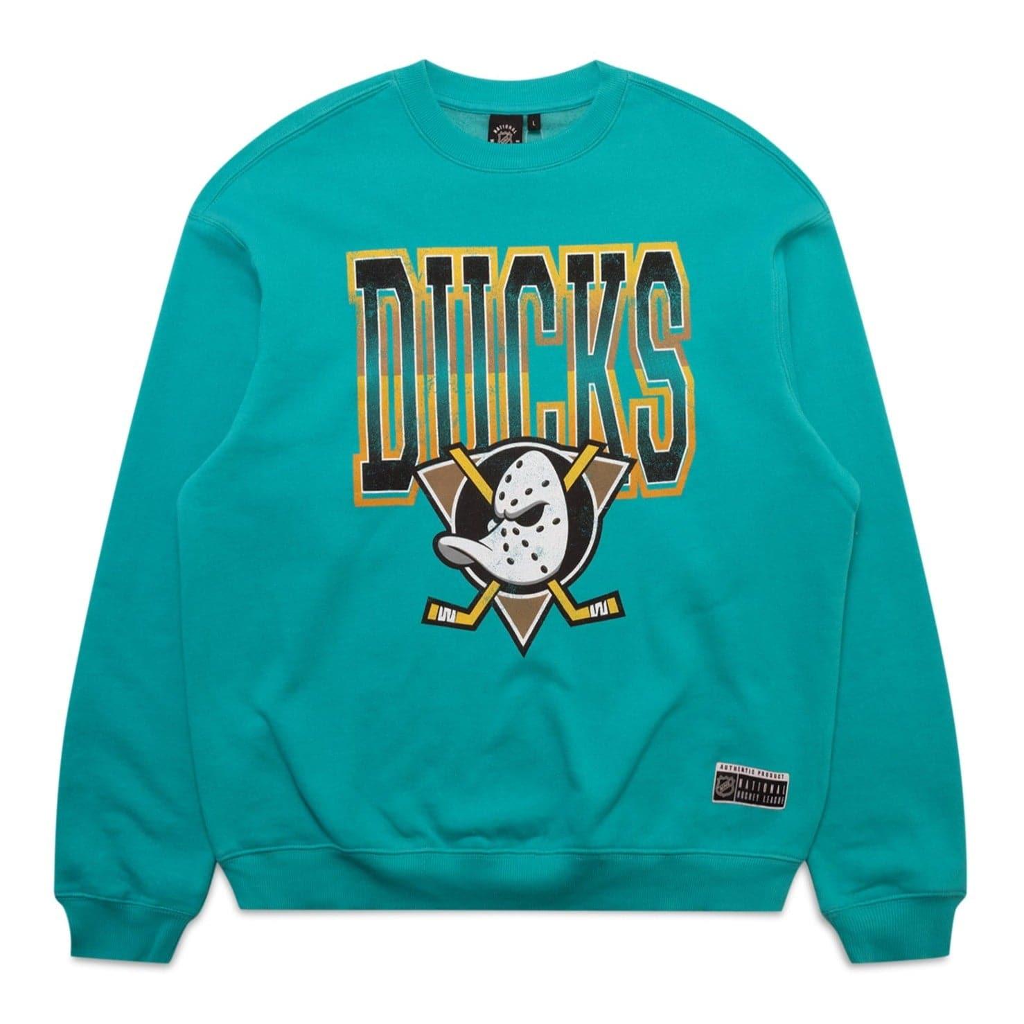 Majestic Athletic Jumpers Anaheim Mighty Ducks NHL Collegiate Fade Vintage Crew Jumper - Faded Teal