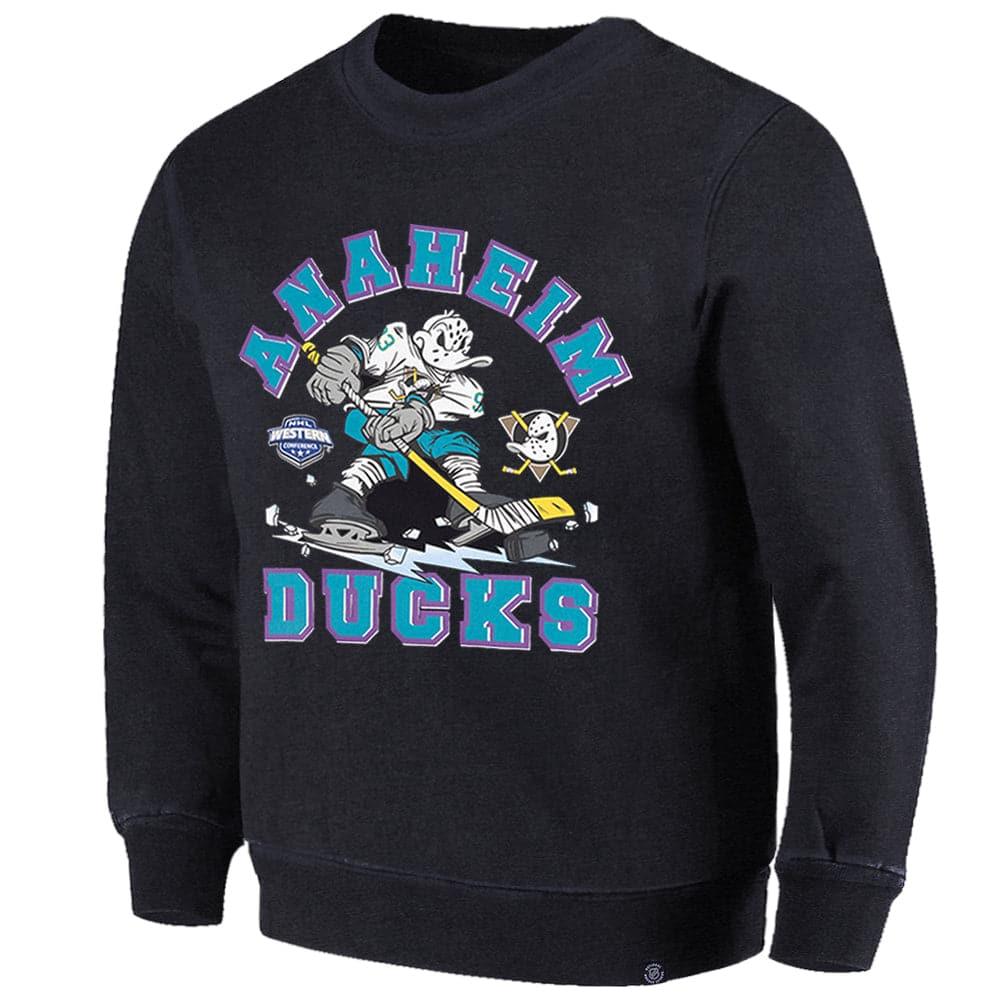 NHL Branded Jumpers Anaheim Mighty Ducks NHL Ice Player Graphic Crew Jumper - Faded Black