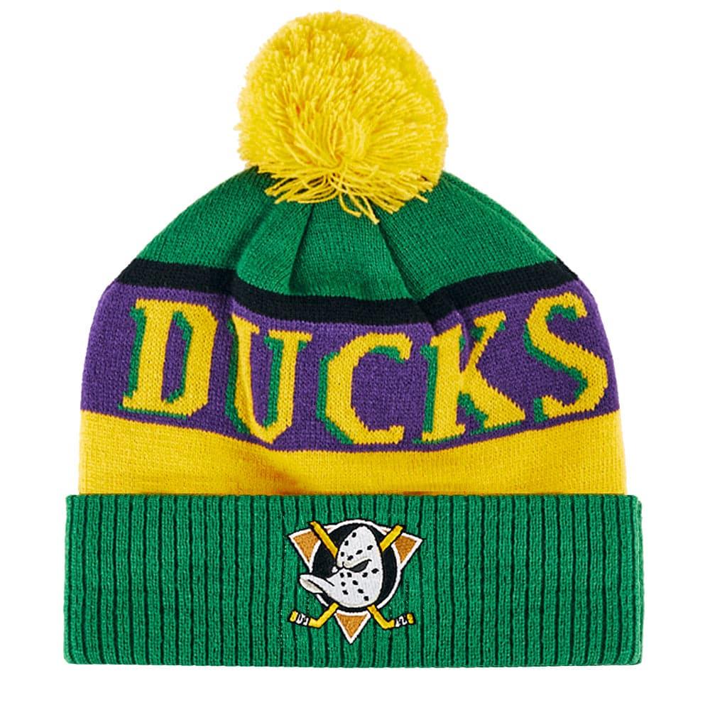 NHL Branded Beanies Anaheim Mighty Ducks NHL Throwback Pom Knit Beanie - Green