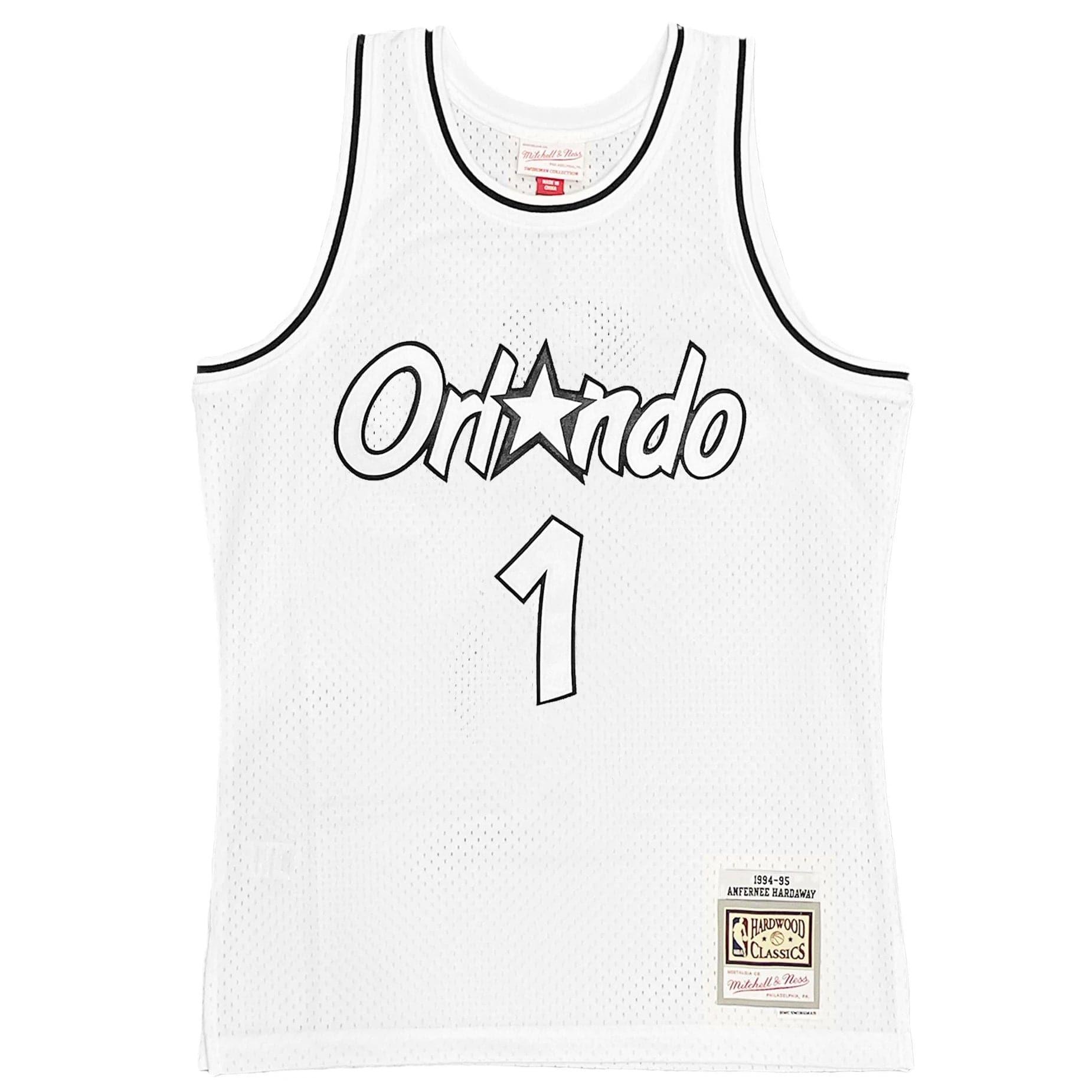 Mitchell And Ness Jerseys Anfernee Hardaway Orlando Magic Mitchell & Ness NBA Black & White Swingman Jersey - White