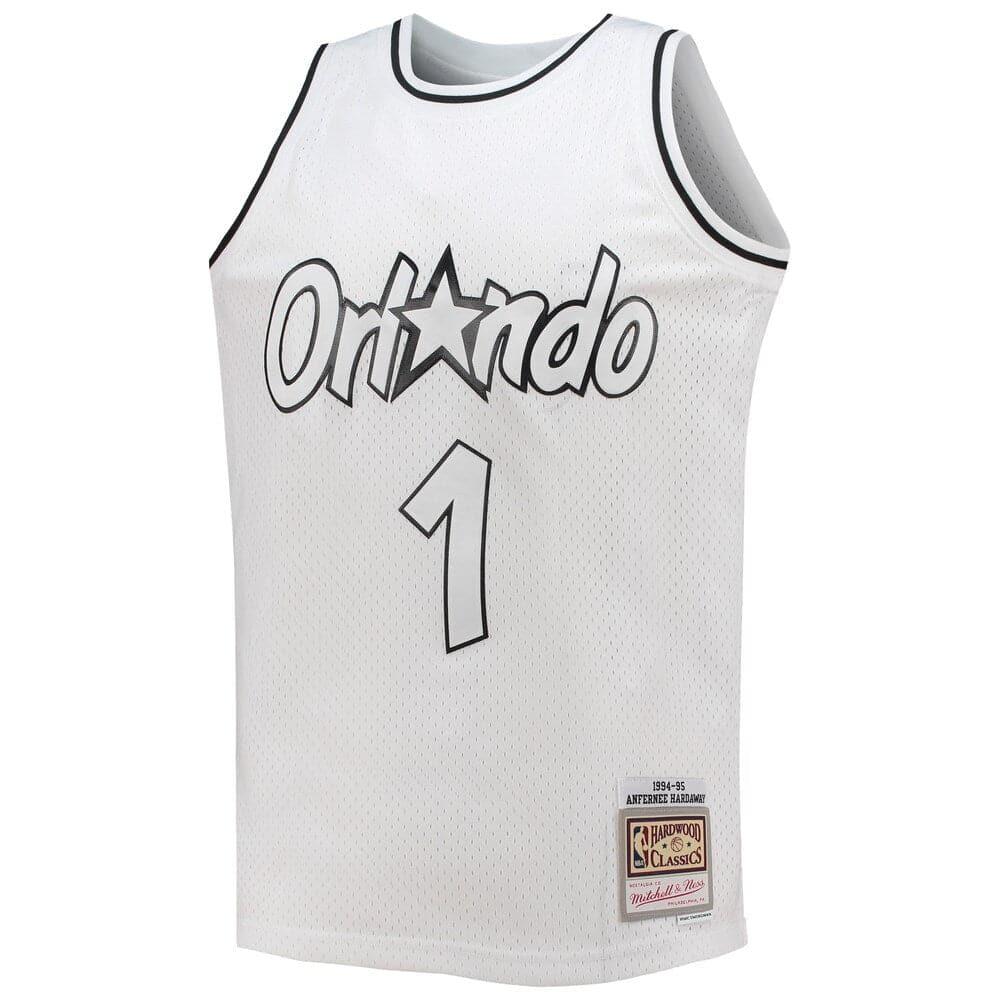 Mitchell And Ness Jerseys Anfernee Hardaway Orlando Magic Mitchell & Ness NBA Black & White Swingman Jersey - White