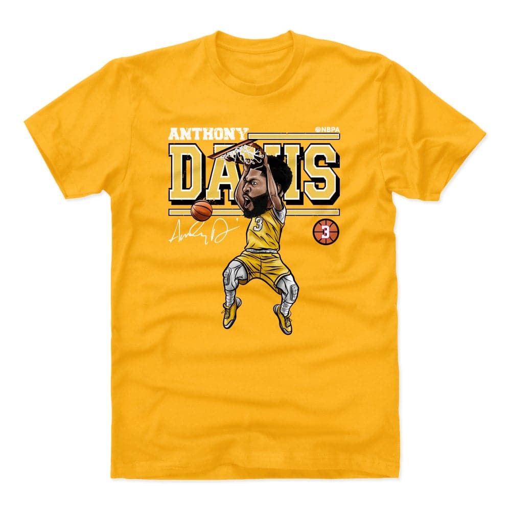 500 Level T-Shirts Anthony Davis Los Angeles Lakers 500 Level NBA Cartoon T-Shirt - Yellow