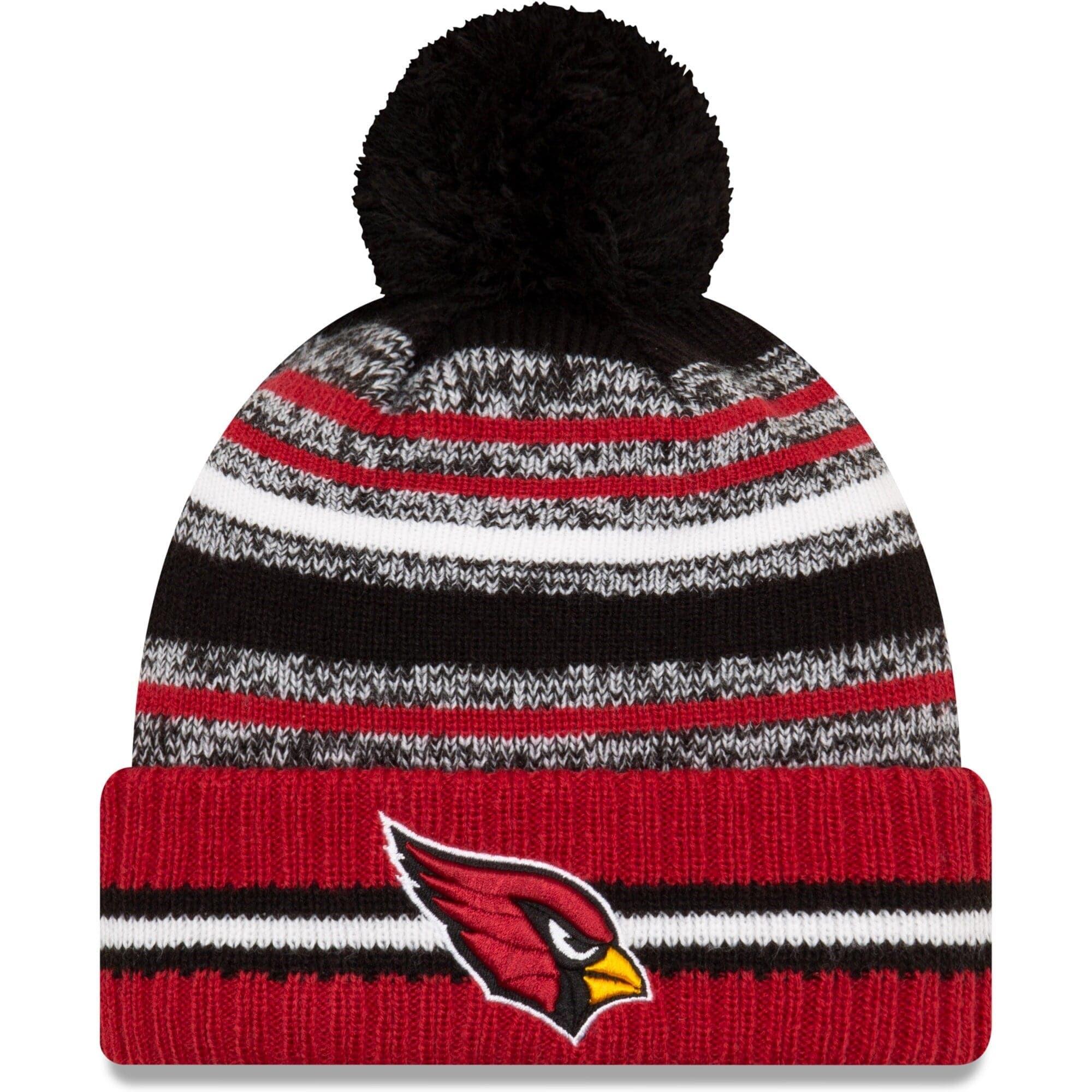 New Era Beanies Arizona Cardinals New Era NFL 2021 Sideline Team Pom Knit Beanie - Dark Red