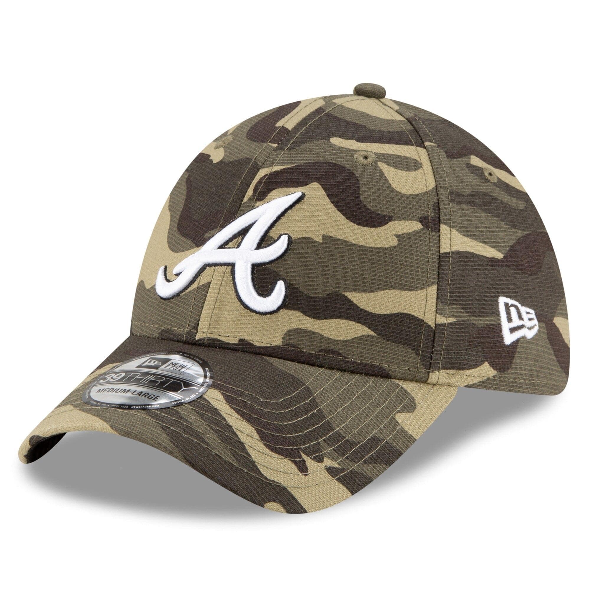 New Era Caps Atlanta Braves New Era MLB 2021 Armed Forces 39THIRTY Flex Fit Curve Hat - Camo