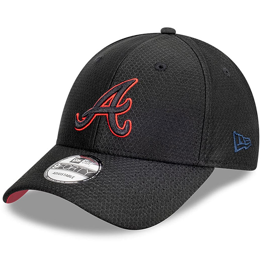 New Era Caps Atlanta Braves New Era MLB Hex Pop Mesh 9FORTY Strapback Hat - Black