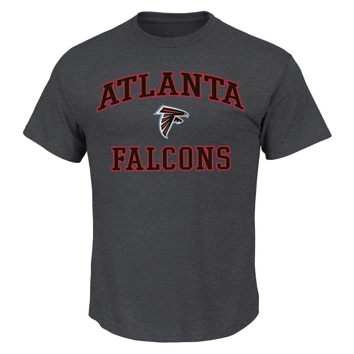 Majestic Athletic T-Shirts Atlanta Falcons Majestic NFL Heart & Soul T-Shirt - Charcoal