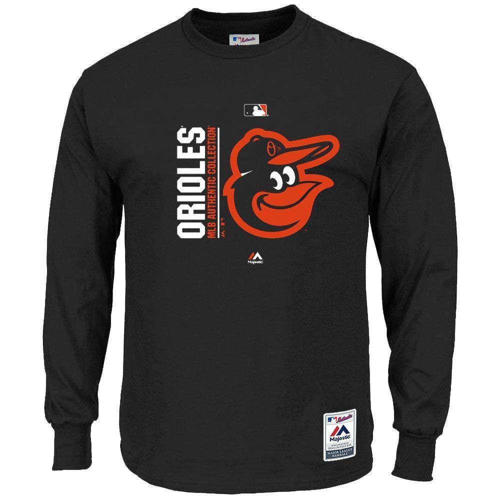 Majestic Athletic Long Sleeve Tees Baltimore Orioles Majestic MLB AC On-Field Icon Long Sleeve T-Shirt - Black