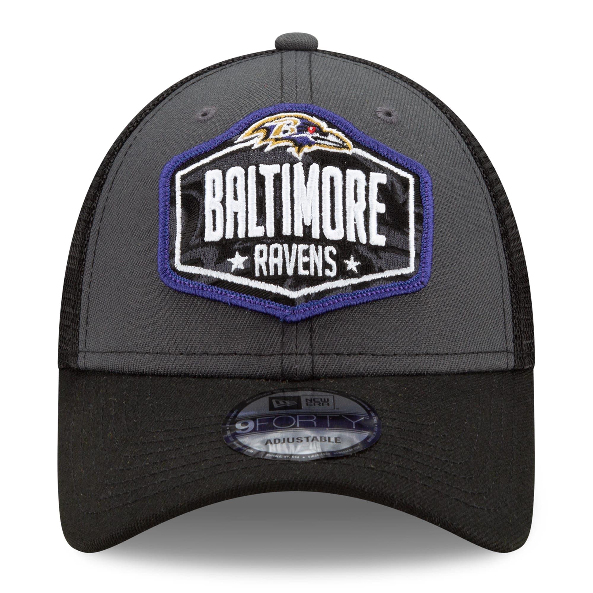 New Era Caps Baltimore Ravens New Era 2021 NFL Draft 9FORTY Snapback Curve Hat - Graphite