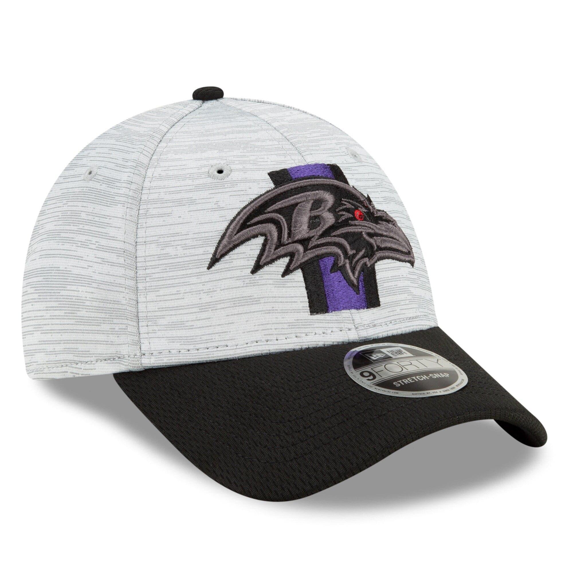 New Era Caps Baltimore Ravens New Era NFL 2021 Training Camp 9FORTY Curve Stretch Snapback Hat - Grey