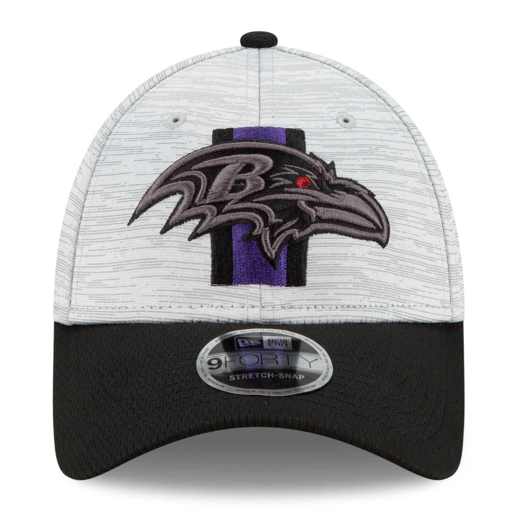 New Era Caps Baltimore Ravens New Era NFL 2021 Training Camp 9FORTY Curve Stretch Snapback Hat - Grey