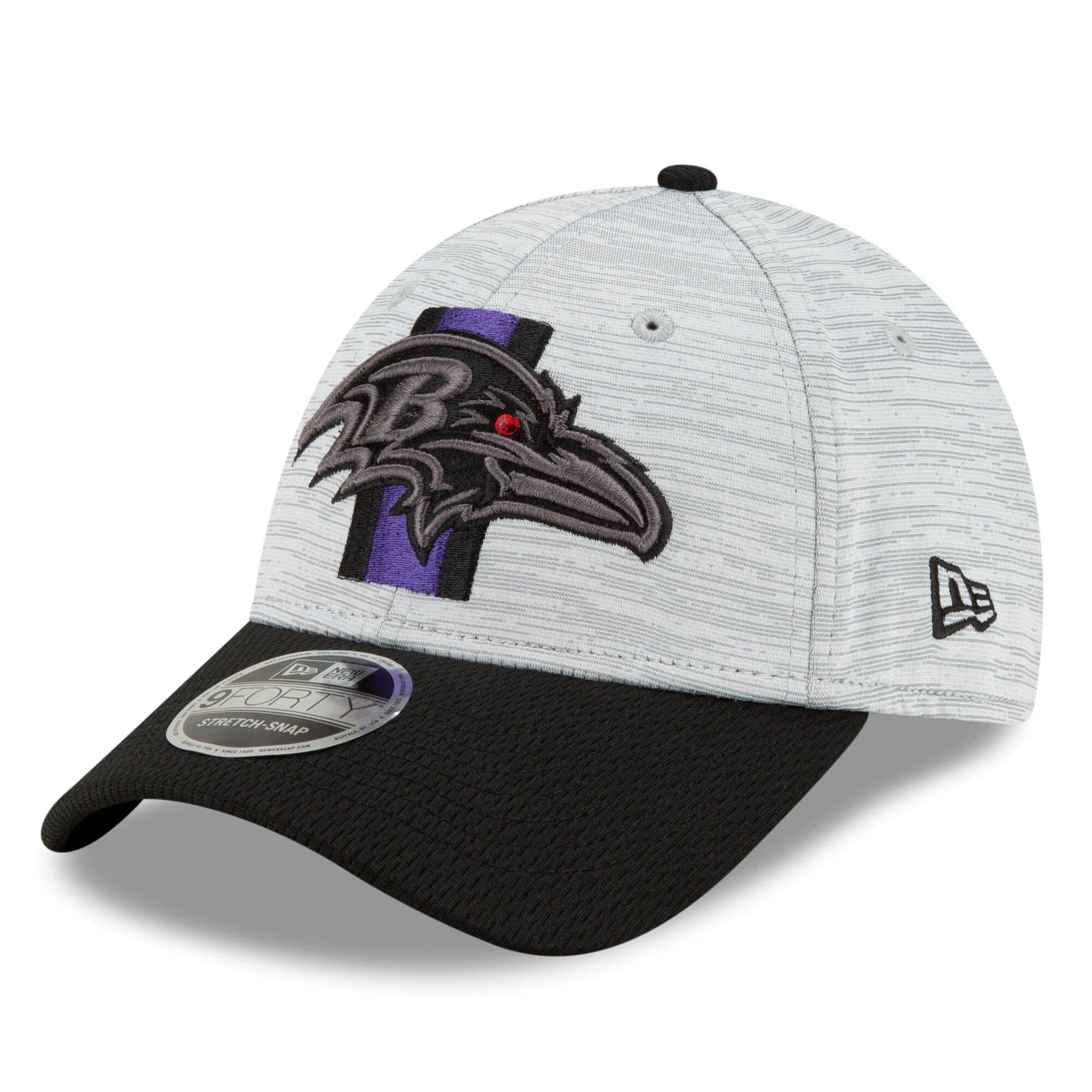 New Era Caps Baltimore Ravens New Era NFL 2021 Training Camp 9FORTY Curve Stretch Snapback Hat - Grey