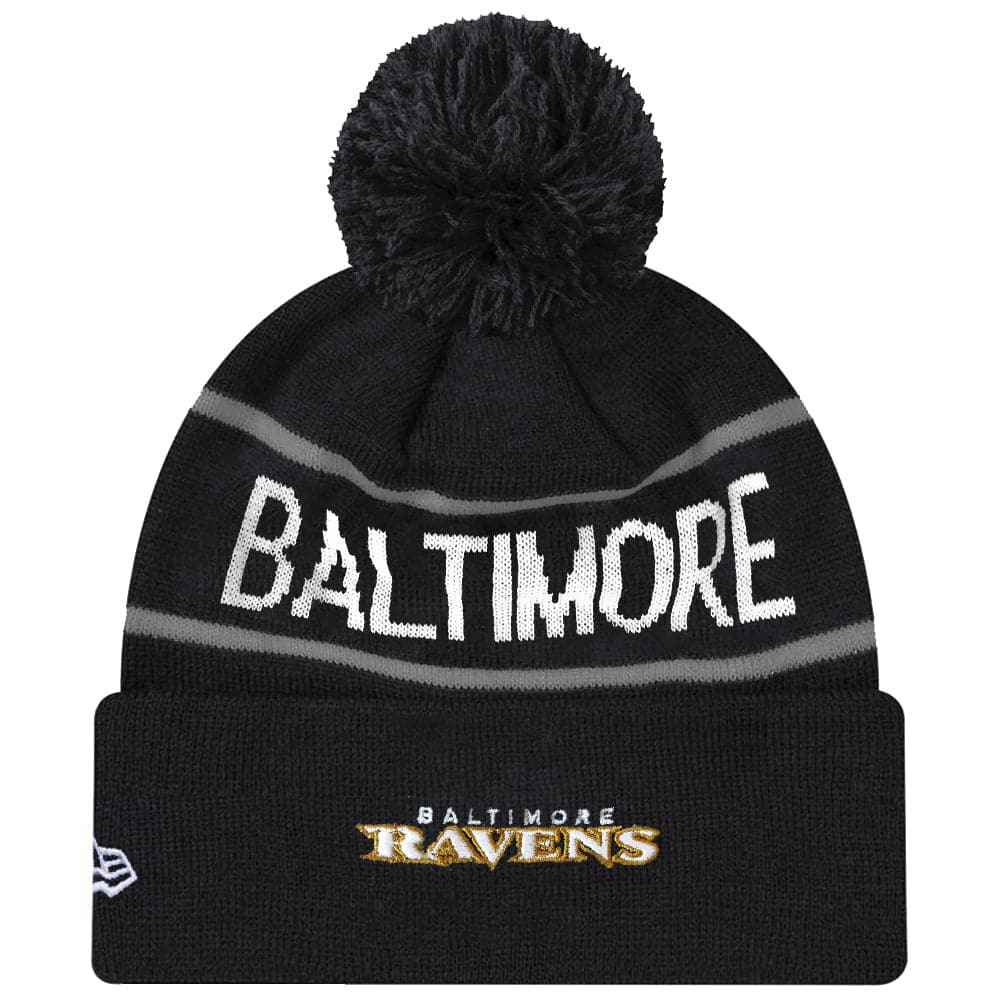 New Era Beanies Baltimore Ravens New Era NFL Grey Stripe Knit Beanie - Black