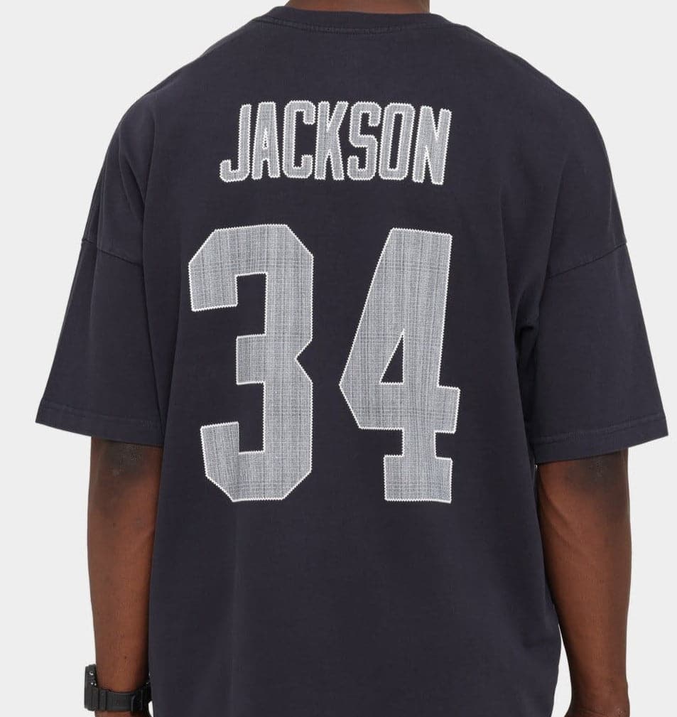 Mitchell And Ness T-Shirts Bo Jackson Las Vegas Raiders Mitchell & Ness NFL Oversized Player Vintage T-Shirt - Black